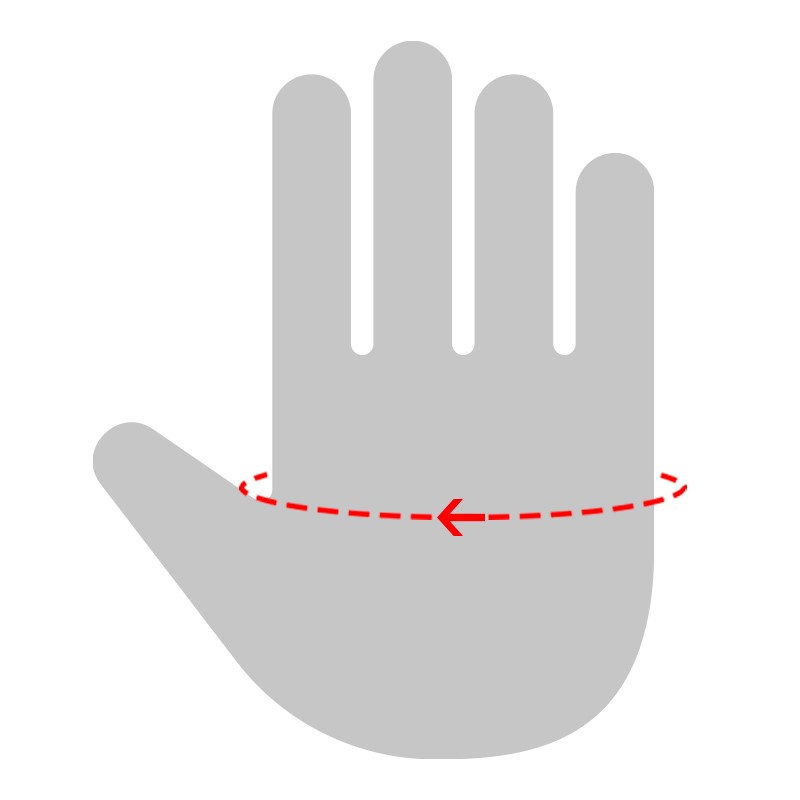 Measure your hand around the circumference